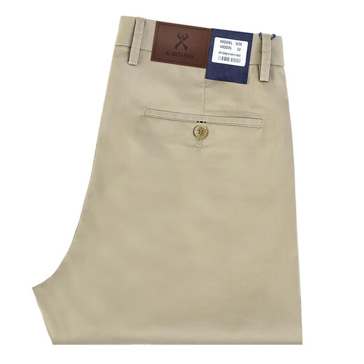 Jinba Herren-Kleidung (K-Boxing) Markenmännchen Casual Hosen reines Baumwollfreies bügeln im mittleren Alter Casual High Taille Gerade Khaki 9226-1 M 42 Größe Taille 3 Fuß 3 Taille 107c