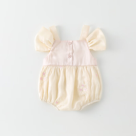 
G.DUCKKIDS little yellow duck bag butt clothes baby clothes summer thin newborn onesie Chinese style one-year-old dress baby girl 6629 beige 73cm recommended 3-6 months 13-16 Jin [Jin equals 0.5 kg]