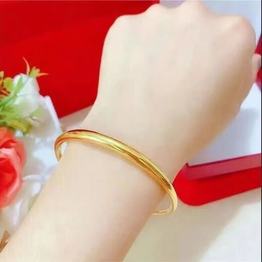 MHFDO Old Phoenix 999 pure gold solid push-pull bracelet with plain ring, adjustable light luxury pure gold bracelet as a gift for mother, gold glossy push-pull bracelet, adjustable, quantity 12.68 grams, factory direct delivery/small quantity
