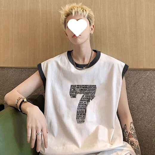TTPMER heavy cotton vest men's summer ins trendy brand youth loose Hong Kong style sleeveless T-shirt casual and versatile vest [811]723 M Recommended 80-100Jin [Jin equals 0.5 kg]
