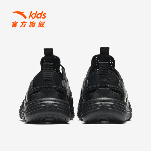 ANTA Children's Sandals Men's Big Children's Shoes 2025 Summer New Outdoor River Tracing Shoes Baotou Sports Hole Beach Shoes Classic Black-4 35
