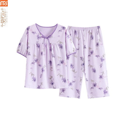 
Modal pajamas for women in summer 2025 new short-sleeved suit Chinese style new Chinese cropped pants can be worn on the outside thin cotton home Y9901 M (recommended 75-95Jin [Jin equals 0.5 kg])