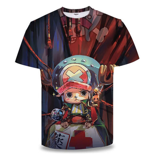 Jian Fei One Piece Kurzarm Sommer ein Stück Zoro Anime T-Shirt Primary- und Sekundarschüler und Teenager im 3D-Drucktrend Burning Ace TXU1480 S geeignet für Gewicht 80-90 Jin [Jin gleich 0,5 kg]