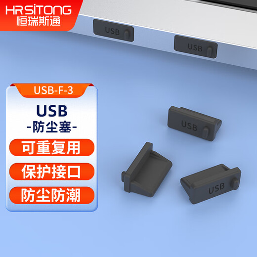 Hengrui Stone USB port silicone dust plug cover notebook desktop computer plug interface plug mobile power supply car universal black 10 pieces