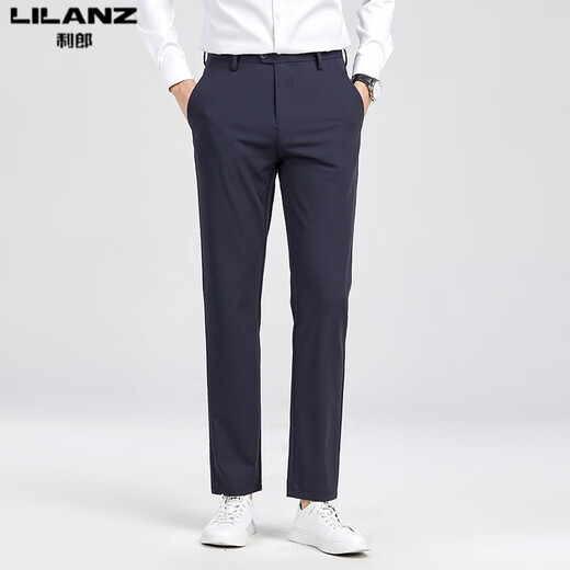 Lilang Herren Casual Hosen Mulberry Silk Sommer Neugeschäftshose Anti-Falten-Hose, ohne lange Hosen Trendy Grey H9896 30 zu bügeln