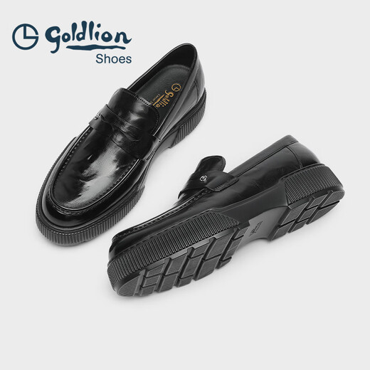 Goldlion men's shoes 25 new autumn genuine leather hand-scratch pattern business casual shoes slip-on loafers G567530744AAA