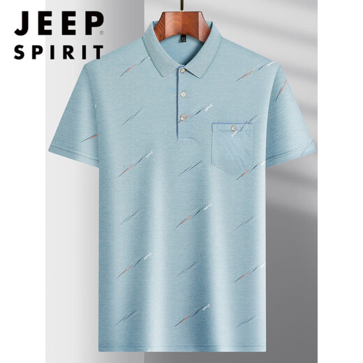 Jeep Spirit d'âge moyen de revers pour hommes à manches courtes à manches courtes à manches courtes Polo mince d'été Silk de glace d'âge moyen à demi-manche
