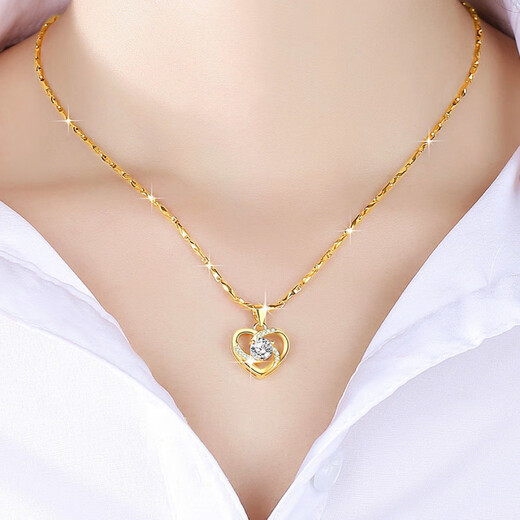 Fat Donglai same style 18k gold pendant gold color necklace women's pure gold pendant 2023 new 18K color gold love you ten thousand years necklace