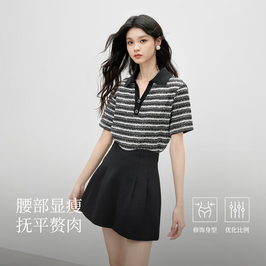 Qiushui Yiren Temperament Commuter Pants 2025 Summer New Fashionable and Versatile High Waist Wide Leg Design Casual Pants Black M