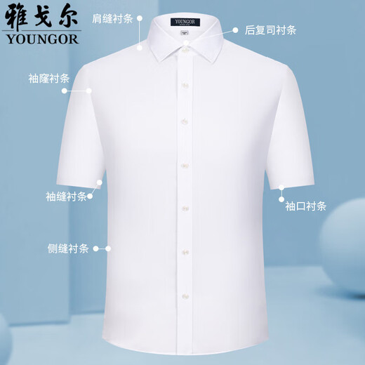 PDG Yageol Shirt à manches courtes pour hommes Pure Coton Business Casual Formal Wear professionnel Shirt DX6630 38 suggéré 110-115jin [Jin est égal à 0,5 kg]