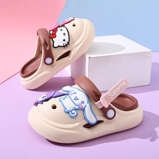 NEXT KISS UK joint-branded children's hole shoes cartoon new style girls sandals non-slip summer slippers for women Khaki 17 0MM size 24-25