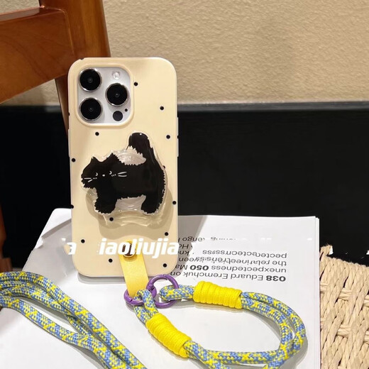 之宋卡通猫咪支架适用一加ACE2PROACE3V手机壳oneplus12119R手拎手绳a 满屏点点钉黄扣+炸毛猫咪支架+ 一加7Pro