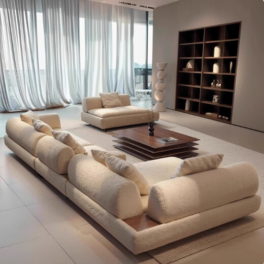 Beiyipin Italienisch minimalist 2024 New Mailand Super Moon Stoff Sofa Villa Große Flachebene Direkte runde Ecke Kombination K1355*175 Kombination