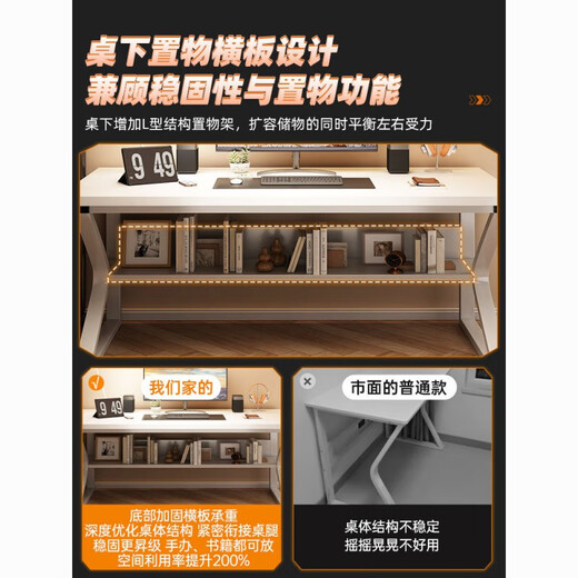 Tang Neng Youpin Double Computer Desk Gaming Table Desktop Home Office Desk Combination Desk Couple Side by Side Work Table Long Table C-Leg Double Position Po Yue White 200CM