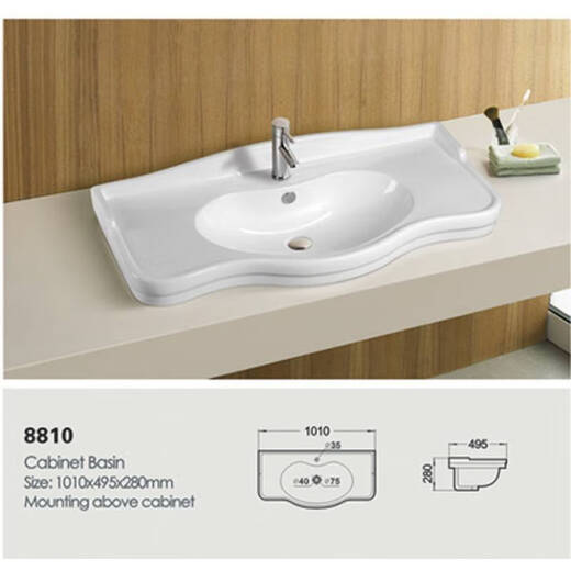 Ni Zhier Customized Badezimmer halb eingebettetes Becken, großer Bauch-Badezimmerschrank, Keramikwaschbecken integriertes Becken Waschbecken 1047-1 Meter Single Basin