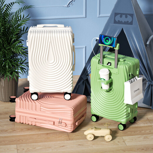 Large capacity water cup holder multi-functional suitcase high-value charging USB trolley case universal wheel fresh suitcase randomly sent