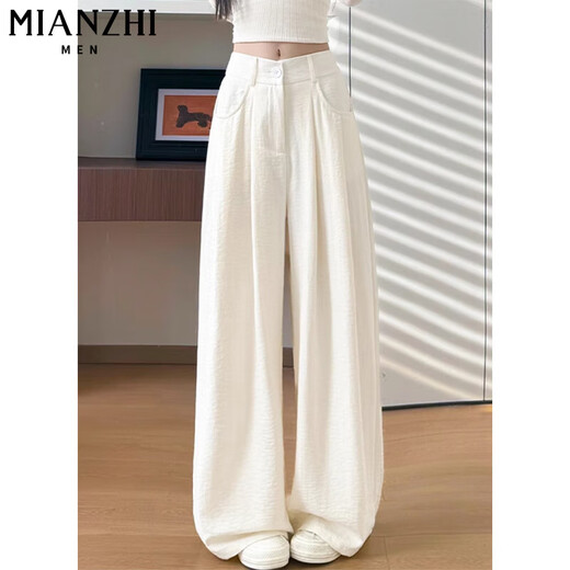 Cotton-Zhiyi Seidendünnmilch Fleece Anzug Weitbeinhosen für Frauen im Sommer 2025 neue kleine hohe Taille Lose Casual Hosen 164 Schwarz [hohe Qualität 26,5] L 110-125jin [Jin entspricht 0,5 kg]