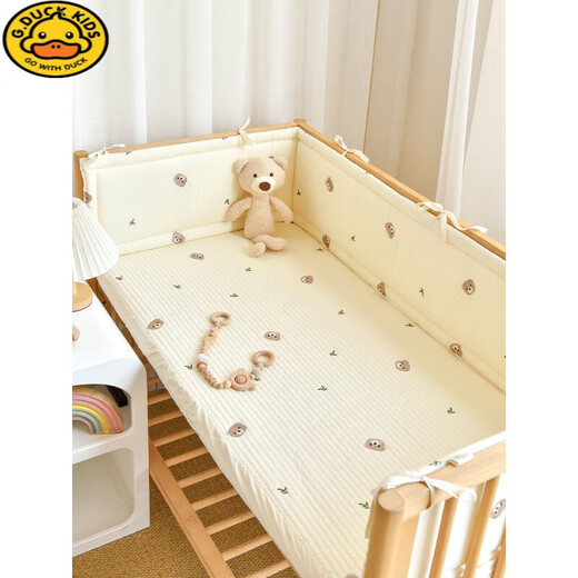 G.DuckKids Crib Pure Coton lit Surround Newborn Baby Cartoon broderie amortissant Sac mou Enfants Enfants Anti-Collision Strip Anti-Fall Fence Fence TULIP Hauteur 28cm 140cm1 Piece