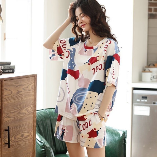 Yalu 2025 Nouveau pyjamas pour femmes en été en été à manches courtes à manches minces de vêtements décontractés à rayures et jaune citron a9885 m (80-100jin [Jin est égal à 0,5 kg]))