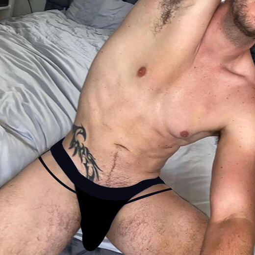 Jiuai Low Waist Men's Thong Breathable Personalized Single Thong U-convex Design Sexy Briefs Black S