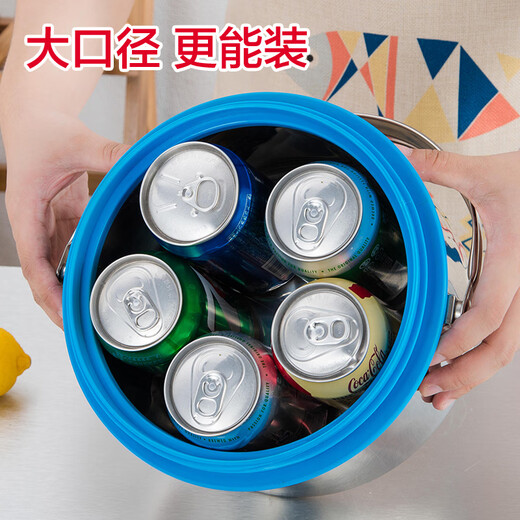 喆炜不锈钢2层保温饭盒大容量保温桶手提提锅汤桶成人饭桶汤壶SN4877 3L蓝色(201材质)