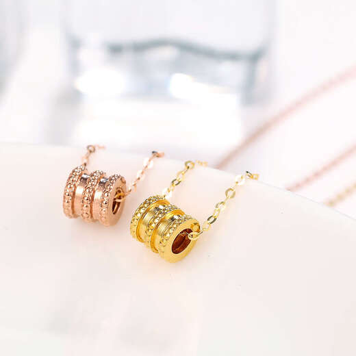 Slightly fashionable gold necklace for women, k gold pendant, 5g craftsmanship, 18K set chain, fine rose gold clavicle chain, upgraded to 18k hard gold yellow one