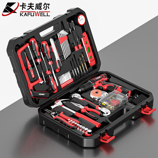 卡夫威尔 109件套家用手电钻工具箱套装充电电动螺丝刀电工维修 126件手电钻 P3893A