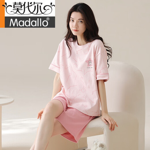 莫代尔2025睡衣女夏季短袖短裤纯棉圆领薄款甜美粉色家居服套装女可外穿 Z9859 2XL 【建议140-160斤穿】
