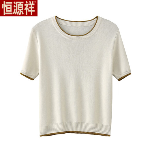 Hengyuanxiang Jupe avec glace T-shirt à manches courtes pour femmes 2025 S d'été mince Pilt de tempérament petit et beau tempérament Couleur d'abricot Couleur Caramel Edge L Recommandé 90-115Jin [Jin est égal à 0,5 kg]