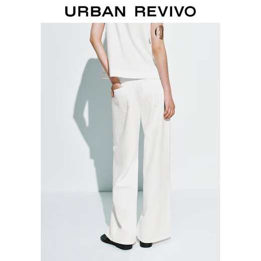 UR2025夏季新款女装简约气质通勤纯色阔腿休闲长裤UWM850148 本白 28