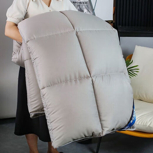 水星家纺出品95白鹅绒被子春秋被冬被保暖双人鸭绒被芯羽绒被加厚 8/*686黄+灰[已通过质检] 150x200cm8斤加厚冬被