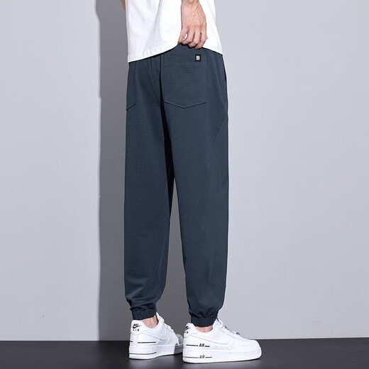 MONTAGUT冰丝男裤夏季薄款宽松束脚哈伦潮牌运动九分休闲裤子男款2025新款 ba_6625深灰品质升级 M