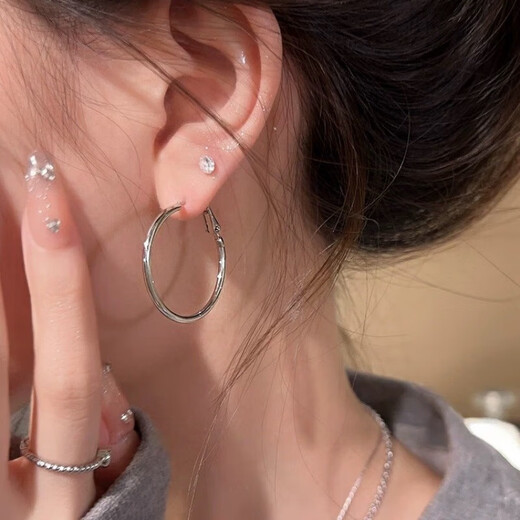 2025 new popular hoop earrings for women, light luxury, high-end, plain hoop earrings, ear jewelry, exaggerated large ear hoop earrings, 7cm coil earrings