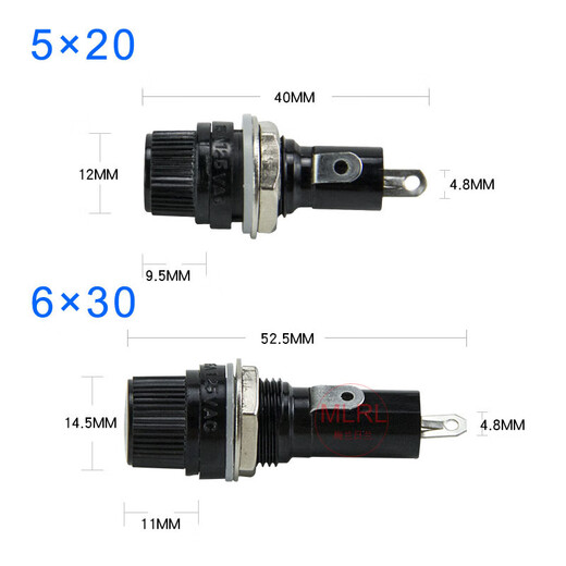 Haiqi FUSE fuse holder 5*20mm 6X30 spiral fuse holder 100 pieces, high temperature resistance 6*30mm (100 pieces)