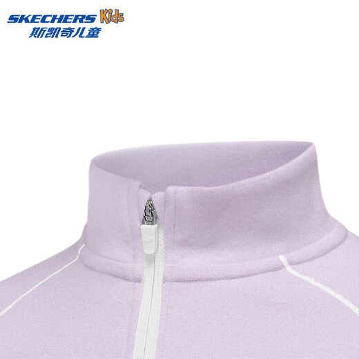 Skechers children's unisex long-sleeved shirt half-open long-sleeved T-shirt P425K060 light snow cyan/00EW 165