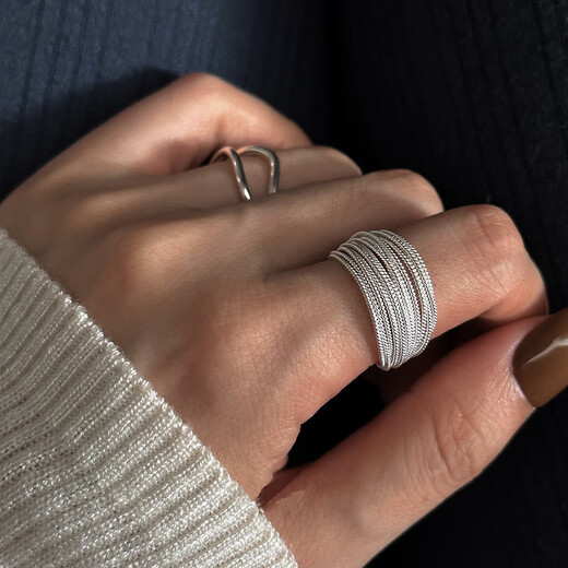 
AINILA (AINILA) multi-layered line wrap ring for women with minimalist and cold style personalized fashion S925 silver plated JZ6628 adjustable opening