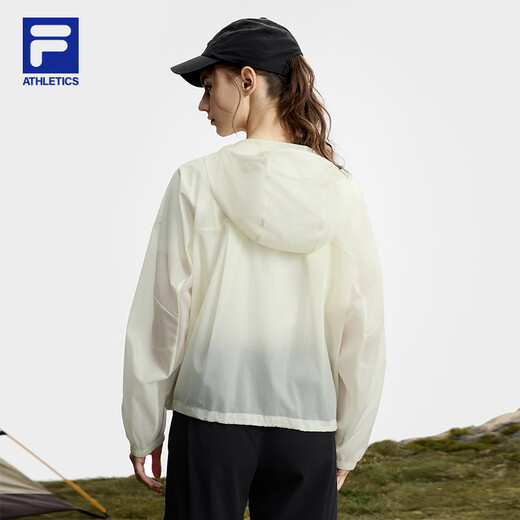 Fila Offizielle Frauenwebende Jacke für Frauen 2025 Herbst Neue Outdoor-Sport losen losen einfache Kapuze-Top-Schnee-Weiß-WT XL 175/92A/XL