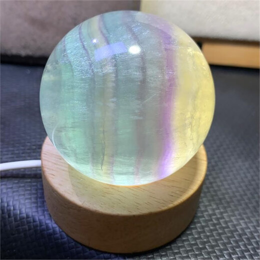 糖果七彩色萤石水晶球千层彩虹原石打磨家居客厅办公面装饰摆件 693