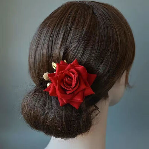 Jiuvia (Jiuvia) mother-in-law's headband flower wedding wear clip wedding band flower red flower wedding mother mother flower big red rose gold leaf head flower