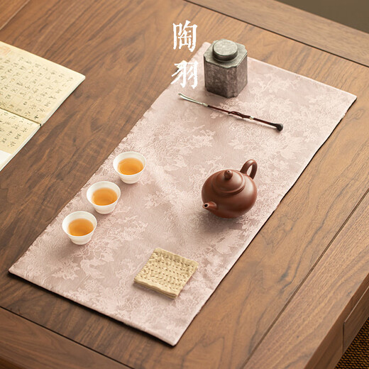 Pottery feather butterfly velvet double-sided embroidered tea mat thickened tea towel tea tablecloth absorbent tea table mat pot towel tea set accessories butterfly-velvet double-sided embroidered tea mat