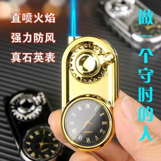 MIEHONE fingertip gyro watch, high-looking rocker arm, real watch, windproof blue flame lighter, personalized creative quartz watch, inflatable one-hand gyro watch * bright black, 1 stand-alone (gift box)