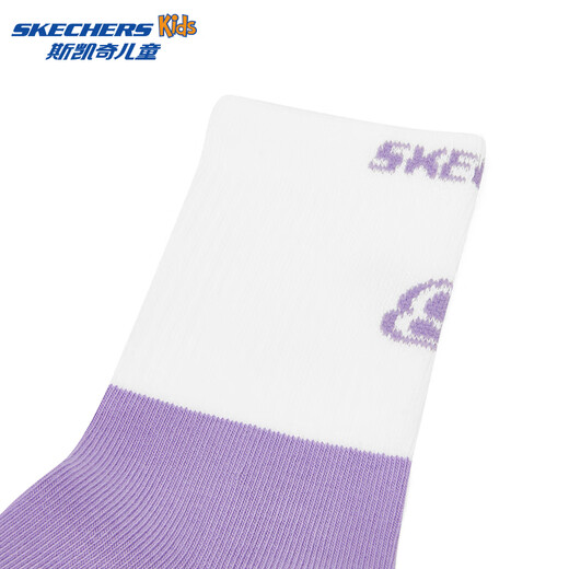 Skechers Skechers children's unisex mid-calf socks for girls lavender purple sweet pink soft and comfortable socks L424K076 lavender purple/sweet pink/04MD one size 130 L