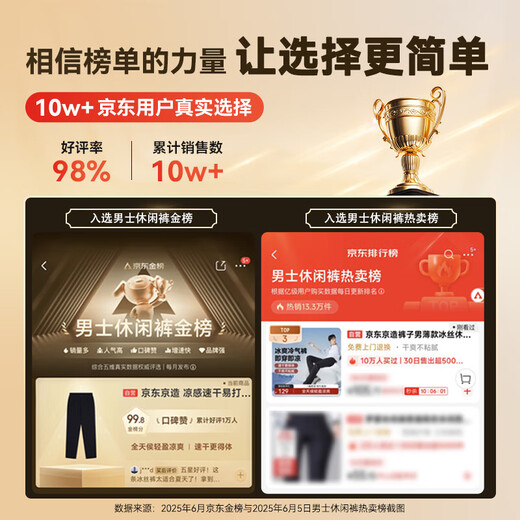 JD.com pants for men's thin ice silk casual pants for men's straight loose business sports trousers black 35