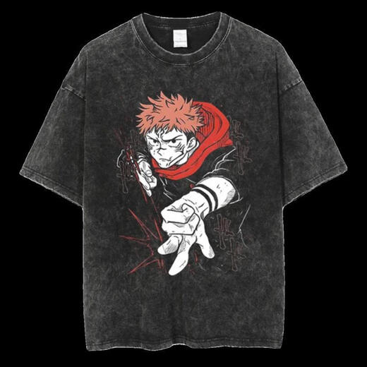 Juvia Jujutsu Kaisen Retro-Wäsche und altes T-Shirt Harajuku Gojo Erleuchtung S trendy Top B691 Waschen s
