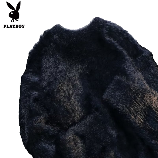 Playboy (PLAYBOY) Japanese vintage retro mink velvet thickened sweater gentle style loose soft glutinous sweater for men and women autumn and winter green super soft version L