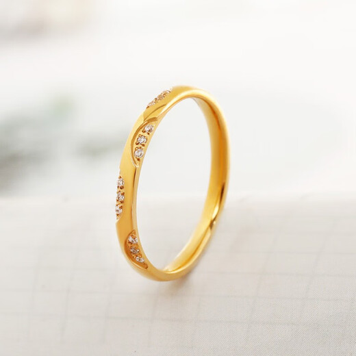 OEMG Old Phoenix Gold Store Japanese Style Light Luxury Small Diamond Ring Women's Fashion Personality Titanium Steel Color Gold Index Finger Tail Ring Little Finger Small Gold No. 5 (U.S. Size)