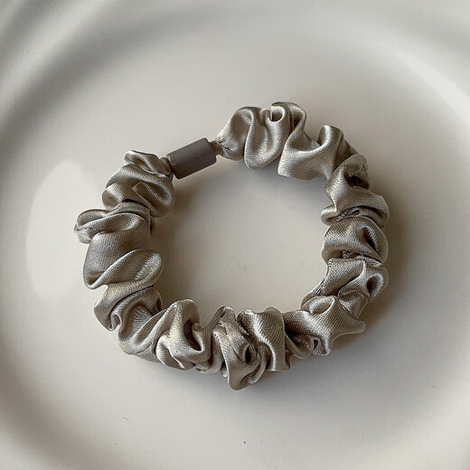 Ze Yuhan's high-end imitation silk hair tie, simple imitation silk headband, solid color small intestine ring rubber band, high elasticity and durable hair accessories, silk hair tie, 2 pack, mixed color