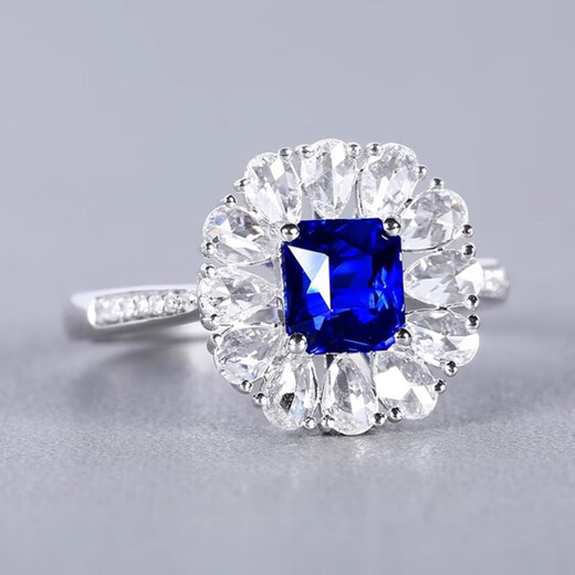 HEEKAIYI Sapphire Ring Female Royal Blue 18K Gold Diamond Ring Chinese Valentine's Day Birthday Gift for Wife and Girlfriend Selected 1.1 Carat/Royal Blue/Double Certificate