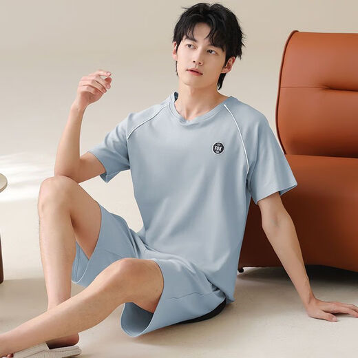 梦心声纯棉短袖短裤男家居服套装夏季便携抗菌吸湿排汗可外穿 梦短袖套装：OMM13601 3XL