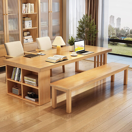 Mark Mu Liangpin Massivholz Tisch Esstisch Integrated Long Table Study Tisch Konferenz Tabelle Großer Board Tabelle C9904 Grau 2,0 m